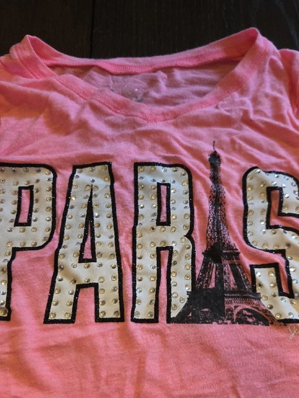 Justice Pink Long Sleeve 'PARIS' Graphic Tee